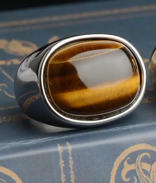 Bague homme " Big Tiger Eye " Couleur Argent | Bijoux d'exception | Paris