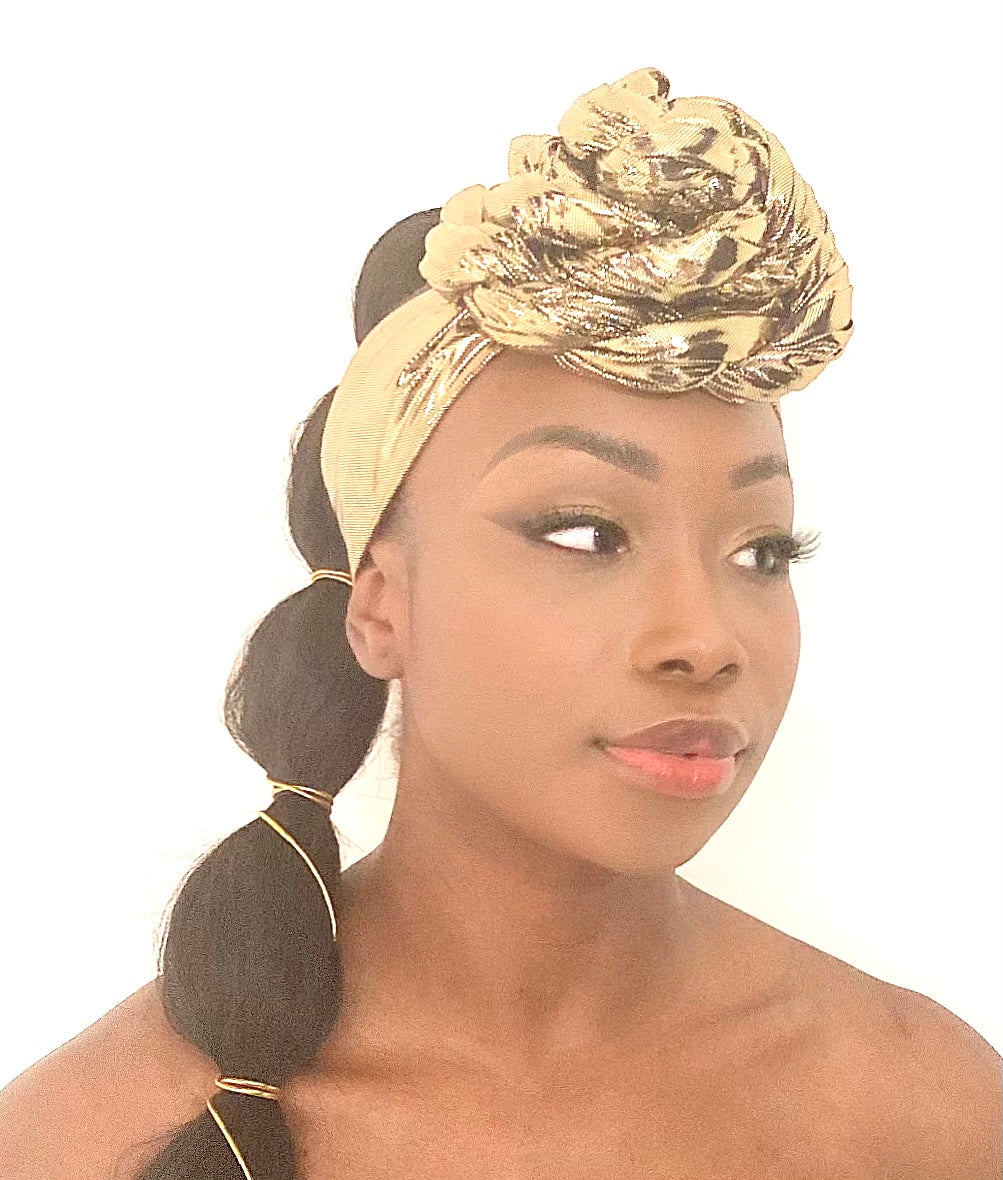 Foulard / Turban « Queen Cap » Or Scintillant | Bijoux d'exception | Paris