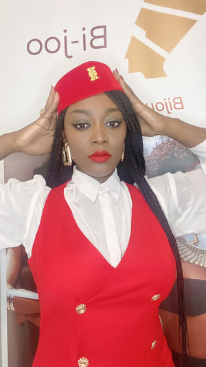 Cap « Princess Akan» Rouge | Bijoux d'exception | Paris